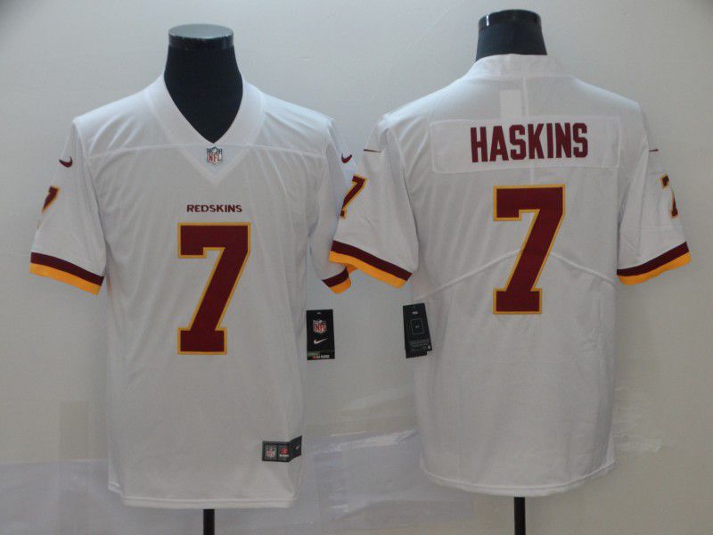 Men Washington Red Skins 7 Haskins White Nike Vapor Untouchable Limited Player NFL Jerseys